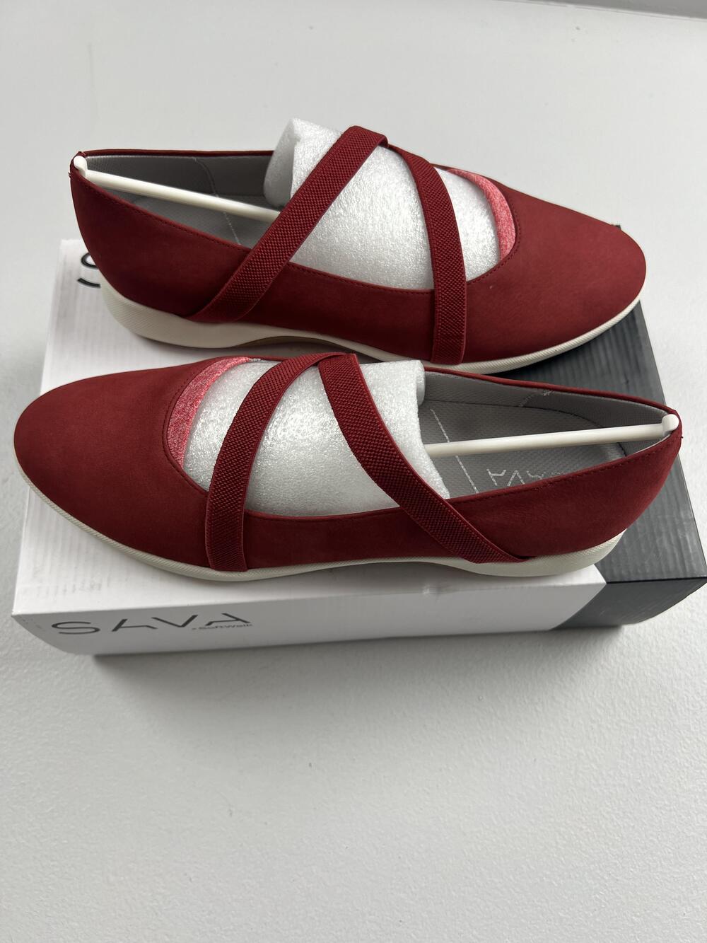 SAVA X SoftWalk Haely Shoes Womens Size 11W Red Mary Jane Flats Comfort Slip On